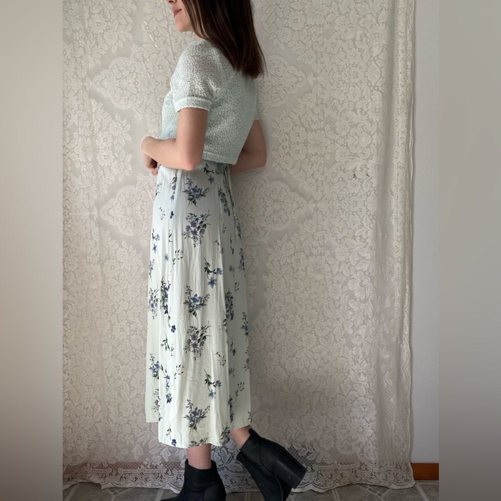 Y2K Maurice’s Mint Green Floral Dress & Sweater Set Cottagecore Garden Party - Picture 6 of 16